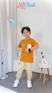 Lily And Clark Kaos Anak Laki-Laki Casual Warna Dark Mustard KLC76