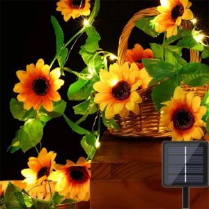 Đèn LED Năng Lượng Mặt Trời Hình Lá Đèn Dây Trang Trí Ngoài Trời Đèn Dây Cổ Tích Cho Sân Vườn Hàng Rào Tiệc Lễ Hội Trang Trí Đám Cưới Kèm Pin