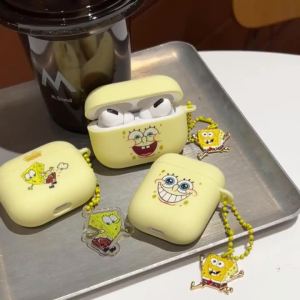 适用于Air Pods Pro2  Case Cute Cartoon Pattern AirPods 1 2 3 4 Pro  Case  Earphone  Case SpongeBob SquarePants Frosted tpu Silicone Case