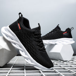 Mens Sport Shoes Mesh Breathable Fly Knit Casual Fall New Style Wear Resistant Low Top round Toe Outdoor Leisure Footwear