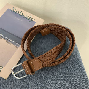 Elastic Canvas Weaving Belt for Women Vintage Korean Style Versatile No Punching Required Student Decorative Jeans Waist Belt