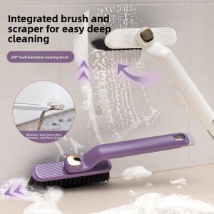 Rotatable Handle Multi-Purpose Gap Cleaning Brush for Kitchen Bathroom Floor Scrubbing Home Use Plastic Handle Crevice Brush