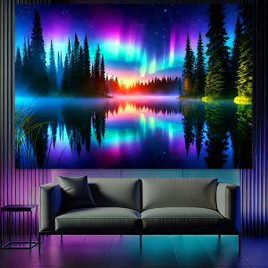 VIKAMA Aurora Forest Tapestry Bedroom Feature Wall Bed & Breakfast Decor Living Room Artwork Living Room Decor