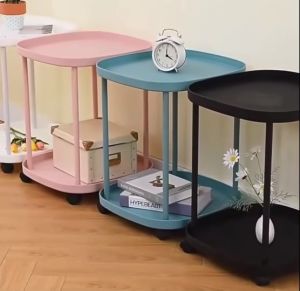 V Home โต๊ะกลางโซฟา โต๊ะข้างเตียง รุ่น DD114 โต๊ะเหลี่ยมวางถาด มีล้อ พลาสติกอย่างหนา