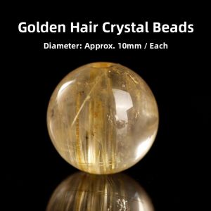 Natural Titanium Crystal round Beads Hair Crystal Buddha Beads Bracelet Crystal Accessories Single Titanium Crystal Beads