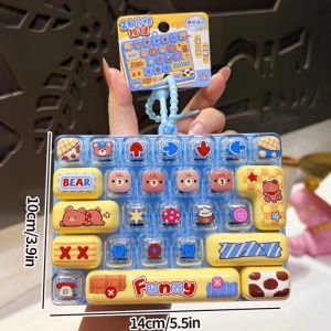 26Grid Keycap Clicker Anti Stress Fidget Keyboard Keychain Decompression Button Cartoon Hand Relax Party Favor Gift 26구 키캡 키링