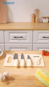 freemir Pisau Dapur Beige Set 5 Pcs Pisau Stainless Tajam Pisau Buah Pisau Dapur Peeler Pengupas Buah Sayur Isi Talenan