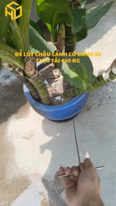 Đế Đẩy Chậu Cây Có 4 Bánh Xe Cắt CNC Nguyên Tấm Sơn Tĩnh Điện Chống Gỉ Chịu Tải 450kg