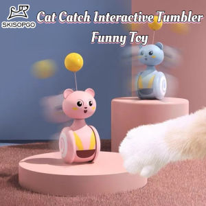 SKISOPGO Tumbler Swing Toys for Cats Automatic Cat Toy Funny Balance Car Interactive Kitten Chasing Toy With Feather Ball Pet Accessories