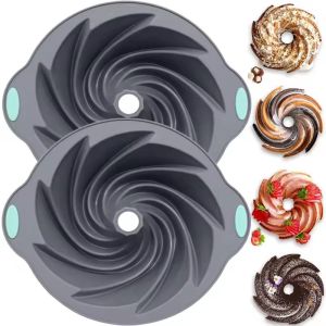 3pcs Silicone Cyclone Cake Mold High Temperature Resistant Household Oven Baking Pan Steamed Cake Desserts Mold Portable Baking Tools