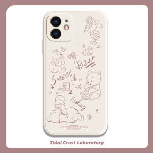 Cute Cartoon Bear Liquid Silicone Phone Case Compatible with  17Nova14 Huawei P70/Mate70 Xiaomi 15 OppoReeno14 Vivo30 Honor15