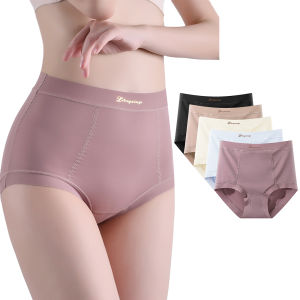 5PCS High Waisted Womens Ice Silk Panties Butt Lift Tummy Control Underwear Breathable Female Briefs Plus Size L-3XL