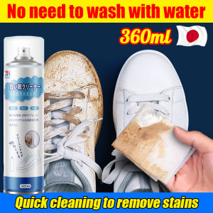 💦Imported from Japan 💦JH White shoe cleaner 360ml Quick cleaning No need to wash with water. shoe whitening Foam Cleaner Spray(Shoe whitening cleaner Shoe cleaner for white shoes Remover for shoes yellow stain Shoe cleaner)