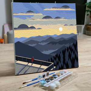 Child Drawing DIY Digital Oil Painting Coloring Oil Painting Filling Japanese Style Landscape Square Sketchpad Acrylic Painting