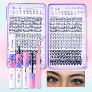 ISEEN Eyelash Extension Kit DIY Eyelash Cluster Extension Book Individual Lashes Natural Look for Use at home