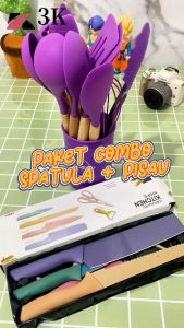 Paket Combo Perlengkapan Dapur Spatula 12in1 Set Silikon + Set Pisau Dapur 6in1