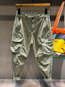 Quần Dài Nam Cotton Mùa Xuân Thu Nhiều Túi Thời Trang Quần Dài Công Sở Rộng Rãi Cạp Vừa Quần Dài Thường Ngày Phong Cách Hàn Quốc Đa Năng