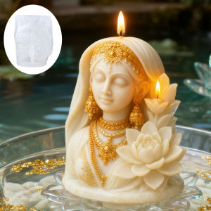 Lotus Goddess 3D Silicone Candle Mold: Flexible non-stick easy to demold reusable and with clear details.