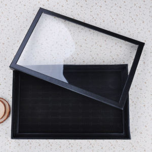 Jewelry Storage Box Earrings Ring Tray Ear Studs Earring Box Display Plate Tray Stall with Lid Necklace Stand Transparent