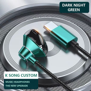 NEWMSNR 9D Surround Bass Type-c&3.5mm In-Ear Wired Headphones Gaming Earbuds Handfree Headsets with HD Mic Earphones for Samsung