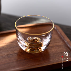 Japanese Glass Gold Painting Tea Cup Mt. Fuji Cup Gold Collection Cup Wine Glass Kung Fu Tea Cup Master Cup Fragrance-Smelling Cup Tea Set