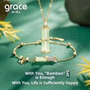Grace Girl | Bamboo Motif Hetian Jade Necklace Gift