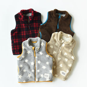 เสื้อกั๊กผ้าคอร์ดูรอยสำหรับเด็ก ผ้าฝ้ายหนา แขนกุด ปกคอตั้ง ระบายอากาศได้ดี เสื้อคลุมกันหนาวสำหรับเด็กชายและเด็กหญิง