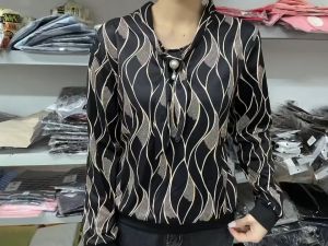 wf Blouse Women Print Plus Size Loose Fashion Slim Shirt