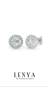 LENYA ต่างหู CZ DiamondLike ทรงกลมน่ารัก ขนาด 4 มิล บนตัวเรือนเงินแท้925 ชุบทองคำขาว