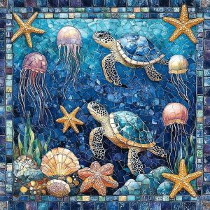 HUACAN Diamond Mosaic New Collection Turtle Sea Animal Diamond Painting Kits Starfish For Adults Picture Rhinestones