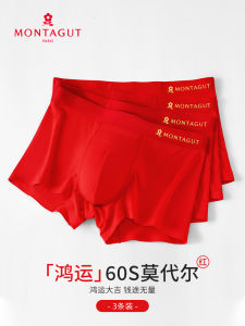 Montagut Red Dragon Year Underwear Mens High Waist Modal Antibacterial Home Comfortable Briefs Gift for Spouse Or Self
