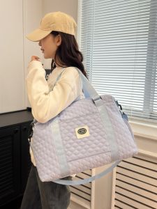 Large Capacity Handheld Short Trip Travel Bag Womens Multi-Functional Lightweight Maternity Storage Bag Oxford Cloth Geometric Pattern Korean Style Leisure Bag