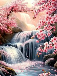 Huacan Diamond Embroidery Set Waterfall Scenery Full Square Round Diamond Mosaic Art Painting Wall Decor