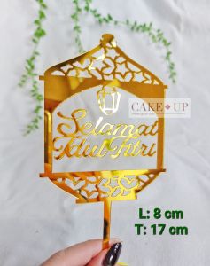 10pcs Cake Topper Idul Fitri Eid Mubarak Ramadan 2025 Toper Kue Akrilik Acrylic Mirror Hiasan Hampers Lebaran