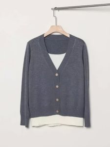 Plus Size Idle Style Fake Two-Piece Knitted Sweaters Loose Pants Female Fall and Winter Slightly Oversized Girls Slim Looking Loose Casual Anti-Aging Outfits