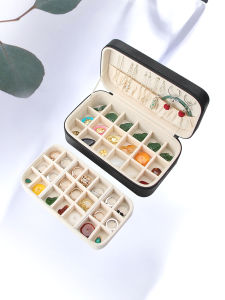 High End กล่องเครื่องประดับแบบพกพา Double Layer ขนาดใหญ่ความจุแหวนสร้อยคอกล่องอัญมณีกล่องเก็บขนาดกะทัดรัดช่อง Organizer