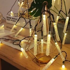 Solar Tube Lights Christmas Lights Decoration Outdoor Lighting Waterproof icicle String light 20/30 LED lights 2 Modes (White/Warm/Multicolor) for Chrismas Tree decorative Garden yard eaves indoor party Patio Porch Wedding