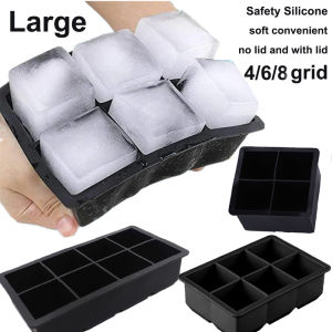 แม่พิมพ์ซิลิโคน4/6/8ช่องสำหรับน้ำแข็งก้อนขนาดใหญ่ถาดแม่พิมพ์ทำน้ำแข็งทรงสี่เหลี่ยมเครื่องมือกาแฟเครื่องทำน้ำแข็งแบบทำมือ