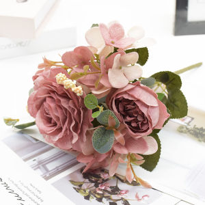 Artificial Rose Peony Bouquet Flower Festival Home Decoration Diy Craft Plant Arrangement Wedding Garden Bonsai Accessory Party