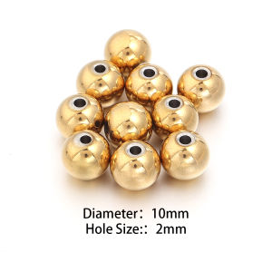 10-100pcs/lot 2-10mm High Quality Stainless Steel Beads Gold Big Hole Loose Spacer Round Beads For DIY Bracelet Necklace Jewelry