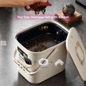 ZHENTAIYUAN | Tea Drainage and Waste Bucket Light Luxury Mobile Square