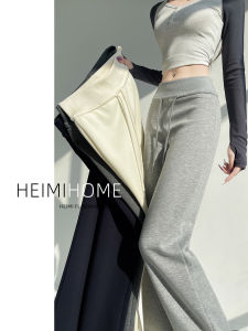 Gray American Style High Waist Casual Straight Leg Sweatpants Womens Spring Autumn Loose Fit Wide Leg Pants Trendy