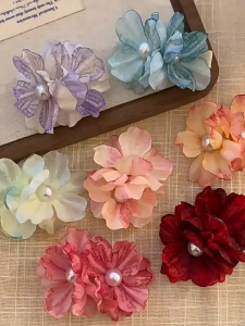 【 In Stock 】New Flower Peony Hairpin Girls Side Bangs Petal Pearl Hair Clip Atmosphere Seaside Holiday Hairpin Hair Accessories