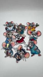9Pcs Cute Cartoon Mouse Embroidered Patches Heat Adhesive Iron On Sew On Applique for Clothing Bags Repair DIY Decoration