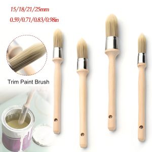 Trim Paint Brush 15/18/21/25mm Edge Painting Tool Trim Painting Brush with Wood Handle Trim Brush for Window Floor Ceiling Stair