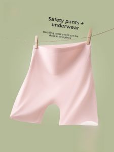 miiow | Ice Silk Seamless Womens Underwear Summer Wedding Photo Essential Tummy Control Anti-Light Safety Pants Two-In-One Base Layer