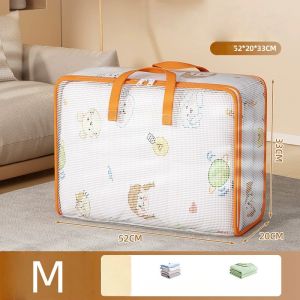 Clothes Storage Bag Plastic Blanket Storage Bag with Zipper Foldable Closet Organizer Moving Bags for Blanket Bedding