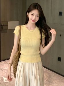 PEIXI | Korean Style Summer Round Neck Yellow T Shirt