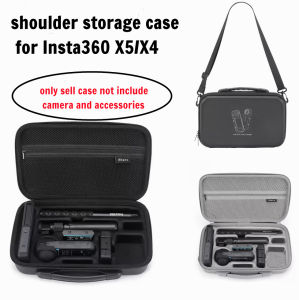 Carrying Case with Shoulder Strap for Insta360 X4 Air/X5/X4 Action Camera Waterproof Anti-shock Compact Travel Bag  Handle and Pocket Hard Shell PU Case for Insta360 X4 Accessories Kit