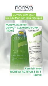 Combo 2 sản phẩm rửa mặt Noreva Actipur Dermo - Cleansing Foam 150ml và kem bôi mụn Noreva Actipur 3 En 1 30ml